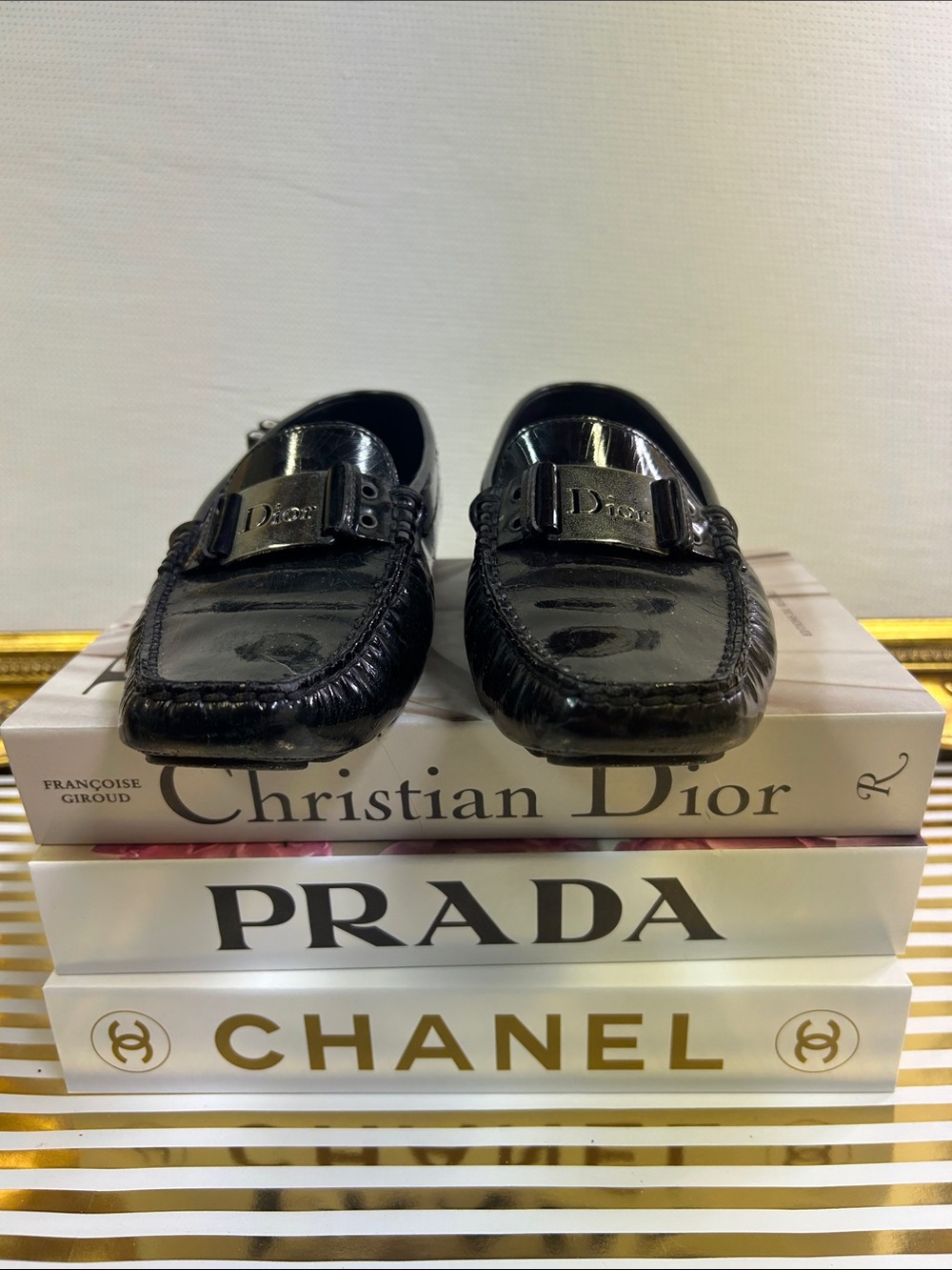 Dior Women’s Black Patent Leather Buckle Loafers | 7.5 / 38.5